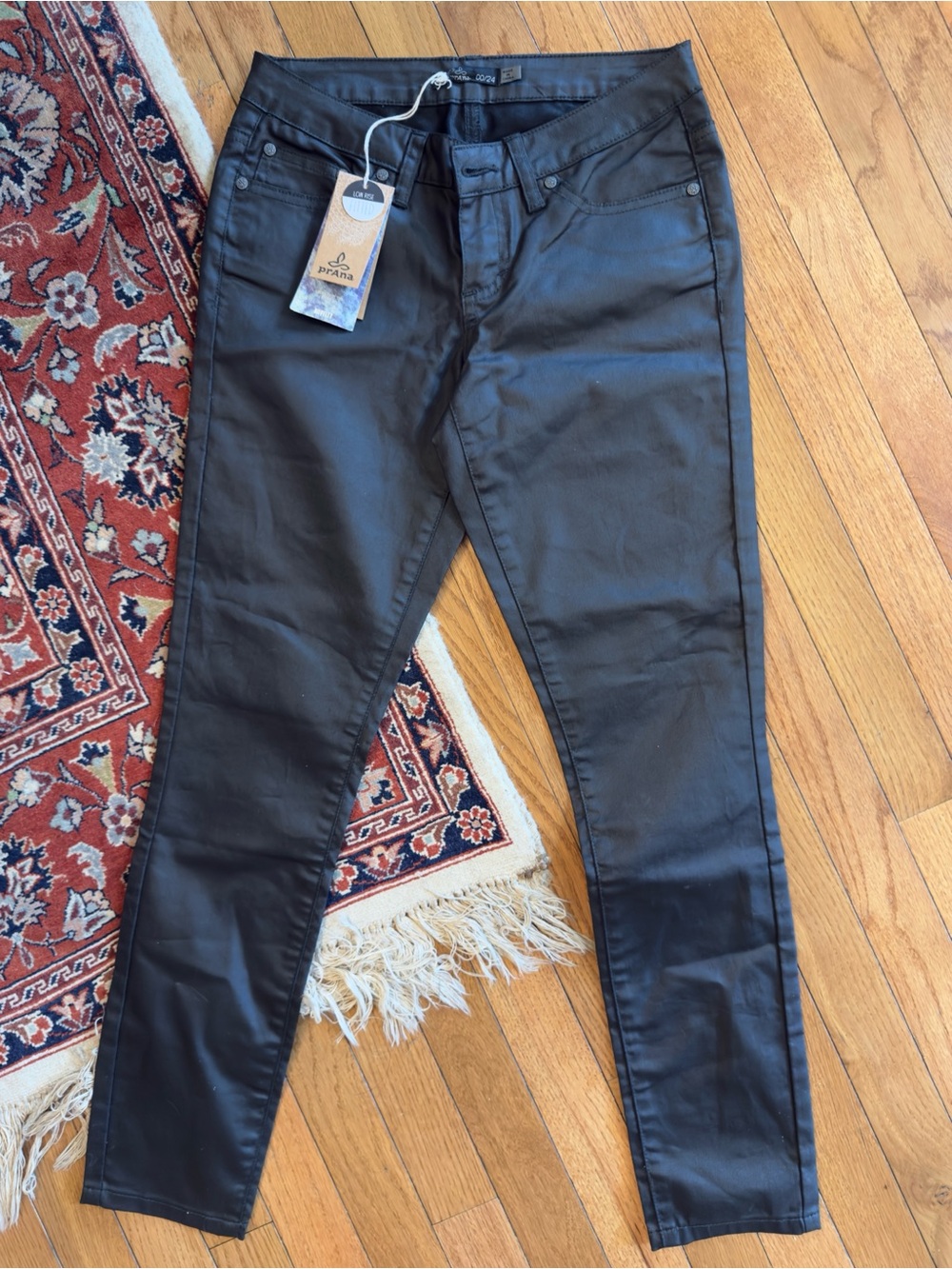 NWT PrAna Black Jett Coated Sleek Low-Rise Pants | Size 00